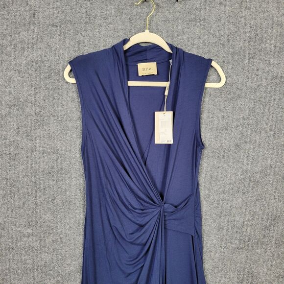 NWT ELIE TAHARI Blue Faux Wrap Sleeveless Office Career Stretch Dress SIZE SMALL - Picture 4 of 10